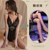 Divertido Sling de Ropa Interior Encaje Tentación para Dormir Sin Tiras Caliente Archivo Abierto Todo en Uno Traje de Uniforme para Mujer