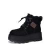 Botas de Nieve de Cuero Genuino para Mujer Nuevas Zapatos de Algodón Cálidos de Invierno Botas con Cordones de Suela Gruesa para Mujer Botas de Algodón Engrosadas Botines