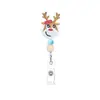 Porta-credencial retráctil de doble cuenta de silicona Clip de insignia giratorio de fieltro navideño Cordón retráctil médico Venta al por mayor