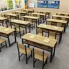 Escritorios y Sillas para Estudiantes de Primaria y Secundaria Combinación Mesa Larga Color Clase de Tutoría Individual y Doble Mesa de Entrenamiento de Doble Capa