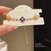 Pulseira Ajustável Flor Rombo Zircônia Retrô Pulseira Versátil Fashion para o Dia a Dia Joias de Luxo Leve Alta Qualidade Atacado