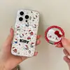 Funda de Teléfono con Soporte Magnético Plegable de Oso Abrazando a Kt para Apple 16 Pro Max, Compatible con 15 Pro Magnético de Doble Capa 14P