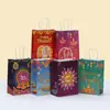 Spot Atacado Diwali Sacola de Papel Kraft Sacola Tote Grande Capacidade para Feriado Sacola de Presente para Compras Sacola de Embalagem