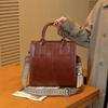 Bolso Tote Grande de Piel de Vaca de Primera Capa Curtida al Vegetal, Textura Original de Cuero, Bolso Cruzado de Hombro Único de Cuero Genuino, Bolso de Mano, Gran Capacidad para el Trayecto Diario