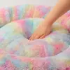 Cama para cachorro transfronteiriça, cama para gato, cama para pet, redonda reta de pelo de coelho macia, confortável, quente, almofada de cama para pet para cães e gatos