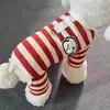 Ropa de Invierno para Perros Rayada de Cuatro Patas Mono Cálido para Mascotas con Anilla en D para Perros Pequeños Gatos Teddy Bichón