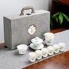 Conjunto de chá kung fu de porcelana branca Dehua jade gordura de ovelha conjunto doméstico tigela caixa de presente conjunto completo de presente de porcelana de jade presente presente presente presente