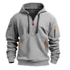 Suéter con capucha y cremallera para hombre, chaqueta deportiva informal de talla grande, para primavera y otoño, nueva, transfronteriza, con múltiples bolsillos