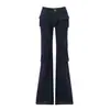 Jeans Acampanados de Cintura Alta Ajustados para Mujer, Tendencia Verano 2026, con Diseño de Ropa de Trabajo Estilo Americano y Bolsillos de Parche 3D