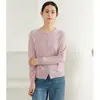 Cárdigan de Punto de Lana Cachemir para Mujer Color Sólido Cuello Redondo Holgado Manga Larga Ropa de Punto Prendas Exteriores para el Trabajo Suéter
