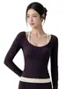 Top de manga longa para yoga feminino com decote U grande, sem bojo, zíper frontal, jaqueta esportiva para treinamento de Pilates e fitness