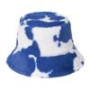 Chi Rojo de internet blanco negro patrón lechero sombrero de pescador otoño e invierno lana felpa cálido compras combinable ins sombrero de cubo