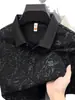 Camiseta de manga corta para hombre en transmisión en vivo, camisa tipo polo de algodón transpirable impresa, estilo business casual para hombres jóvenes y de mediana edad