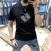 Camiseta masculina de manga curta respirável com estampa distinta camiseta slim fit roupa casual masculina moderna