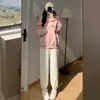 Pantalones de Chándal Blancos con Forro de Polar para Mujer, Nuevo Estilo Otoño/Invierno 2025, Corte Holgado, Pantalones Jogger, Cintura Alta, Adelgazantes, Pantalones Casuales Petite