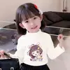 Camiseta Base de Terciopelo Doble Cara para Niñas Estilo Otoño e Invierno Camiseta Gruesa de Manga Larga Cuello Medio Alto Top Cálido