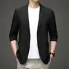 Traje de seda de hielo de verano para hombre, ropa informal ultrafina con protector solar, traje pequeño, ligero, chaqueta occidental individual para primavera y otoño.