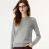 Camiseta básica de punto de cachemira, suéter de manga larga de color liso a la moda, simple y suave, cuello redondo cómodo para mujer, otoño e invierno