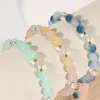 Pulseira de Pedra Natural Degradê Verde Menta/Azul Sal Marinho Estilo Ins, Design de Nicho, Acessório de Verão Fresco e Versátil