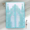 Cartão de Convite de Casamento Personalizado Corte a Laser Design Vazado Cartão de Convite Castelo Preto de Noivado Cartão de Saudação de Feriado Estoque de Fábrica