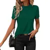 2026 Amazon Europeo y Americano Comercio Transfronterizo Verano Nuevo Color Sólido Cuello Redondo Manga Corta Holgada Camiseta Camiseta Básica