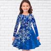 Novo vestido de meninas estilo estrangeiro crianças gola redonda manga longa 3D impressão digital saia GE01