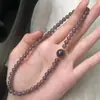 Nuevo Pulsera de Doble Círculo Gris Humo Blanco Morado Estilo Chino Vidrio Morado Uva Imitación Jade Hetian Exquisita Elegante Versátil Pulsera para Mujeres