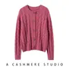 Cárdigan suelto de cachemir 100% puro para otoño e invierno para mujer, suéter de punto de cuello redondo, top casual, abrigo grueso, cálido