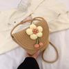 Verão Nova Cor Algodão Tecido Bolsa Flor Ombro Crossbody Mini Bolsa Concha Praia Férias Moda Bolsa Feminina