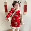 Vestido Qipao Estilo Chino para Niñas, Nuevo Hanfu de Princesa, Atuendo de Año Nuevo para Niños, Ropa de Invierno, Ropa Nueva de Año Nuevo de Invierno