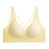 Sutiã sexy com alças cruzadas, design vazado no busto, gelatina macia de suporte, leve, respirável, semi-fixo, moda, lingerie sem costura
