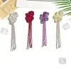 Venta al por mayor del fabricante Adornos de Flor Bordada con Borla de Cristal Rosa Parches Bordados Accesorios para Ropa Corsage DIY