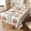 Mantel de Tela Estilo Étnico, Sin Lavar, Mantel Impermeable y a Prueba de Aceite, Mantel de Mesa de Café Estilo Bohemio de Lujo Ligero y de Gama Alta