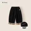 Pantalones Rectos a Cuadros y Parches para Niños Bangxuan Pantalones Casuales Largos de Pana para Niñas Pequeñas