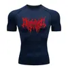 Teum Export Camiseta de Manga Corta con Cuello Redondo Estampada de Secado Rápido de Compresión para Hombre Y2K Ropa Interior Base para Correr Entrenamiento de Fitness Body