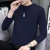 Suéter Transfronterizo para Hombre Suéter Cálido Base Ajustado Cuello Medio Alto Estilo Coreano Elegante Top de Punto