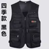Colete Masculino Outono e Inverno para Meia-idade e Idosos com Acolchoamento de Algodão e Espessamento, Colete Multibolsos para Pesca, Fotografia, Pai, Colete de Algodão Masculino