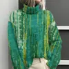 Estación Independiente de Amazon Temu Chaqueta Cardigan Suéter de Cuello Alto Estampado Abstracto Multielemento 3D para Mujer E127