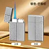 Dk726 Paris Nail Langsheng Encendedor Cuerpo Metálico Tallado Doble Cara Inflable Llama Recta Azul Encendedor Venta al por Mayor