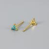 Pendientes Minimalistas de Personalidad Transfronterizos Europeos y Americanos para Mujer Triángulo Geométrico Diamante Trébol de la Suerte Incrustado con Diamantes de Colores Pendientes de Botón Versátiles Estilo de Moda