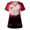 2024 Estação Independente de Comércio Exterior Outono e Inverno Novo Natal Digital Impressão 3D Gola V Bolso com Aba Calça Camiseta de Manga Curta Uniforme de Enfermagem Feminino