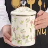Pote de Esmalte com Tampa, Pote de Óleo, Pote de Açúcar, Bule para Café, Resistente a Altas Temperaturas, Sem Camadas, Pote para Temperos, Pote de Chá Doméstico