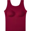 Chaleco Térmico Base de Color Sólido Simple Nude Sin Costuras Ropa Exterior Calefacción Hombro Ancho Ropa Moldeadora para Mujer Ropa Interior Térmica