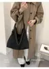 Bolsa Tote Suede Moda Coreana Estilo Nicho Retro Outono 2026 para Mulheres, Bolsa de Ombro Transversal de Grande Capacidade