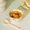 Estilo Ins Tigela de Cerâmica Colher Tigela de Arroz Macarrão Tigela de Salada de Frutas Aveia Iogurte Tigela de Café da Manhã Macarrão Instantâneo Porcelana Branca