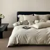 Conjunto de quatro peças em jacquard a ar 100% algodão de fibra longa, cetim 100% algodão, lençol e capa de edredom com toque sedoso