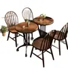 Mesa de jantar estilo francês, cadeiras vintage de madeira maciça, móveis para café, mesas e cadeiras de madeira maciça, cadeiras de jantar para loja de milk tea, cadeiras simples comerciais com encosto
