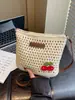 Bolso Tejido Calado Estilo Nuevo Primavera 2026 Transfronterizo para Mujer, Bolso Cubo para Vacaciones en la Playa Viajes, Bolso de Hombro Único