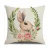 Venta Caliente de Pascua Funda de Almohada de Conejo Nórdico Oficina Sofá Funda de Cojín de Lino Transfronterizo Decoración del Hogar Modelo Nuevo