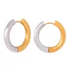 Pendientes redondos de dos colores de acero de titanio, estilo nuevo francés versátil de alta calidad, estilo simple y fresco, joyería de nicho para mujer
